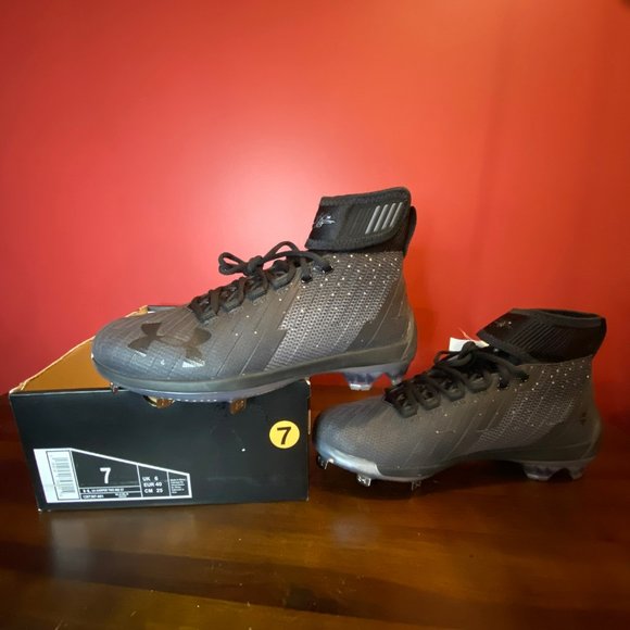 Under Armour Men's Harper 2 Mid St Black Metal Baseball Cleats - Size 7 - NWT - Picture 2 of 9